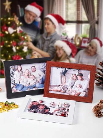 1 pieza Marco de fotos de alta calidad con textura de madera, para mostrar cálidas fotos familiares, recuerdo de las vacaciones de Navidad - El mejor regalo para amigos