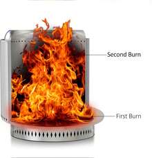 Brasero portátil de acero inoxidable para exteriores, sin humo, de 27 pulgadas, con soporte extraíble y cenicero, ideal para acampar, jardín y patio. - Plateado - Ver 3