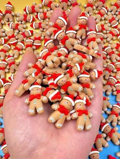 20 件/5 件圣诞姜饼人饰品 - 树脂姜饼人背板人物，带圣诞帽和雪花细节，适用于节日 DIY 工艺品耳环头饰珠宝节日装饰新年圣诞派对装饰