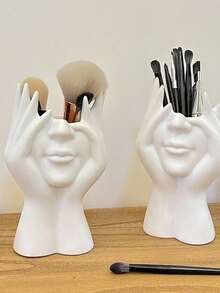 1pc White Nordic Creative Face Shaped Vase Planter Decor, Minimalist For Living Room, Hallway, TV Cabinet, Home Decoration