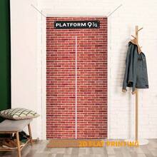 2D Halloween Christmas Party Backdrop, 89.92x199.9 Cm, Polyester, Brick Wall Photography Prop, Wizard Themed Wall Decor, No Feather, Home Kitchen Party Supplies