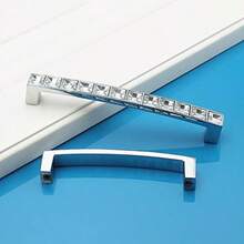 abcGoodefg 96MM Bar Shape Square Diamond Crystal Stainless Decorated Rhinestone Fancy Clear Glass Cabinet Knobs Dresser Drawer Handles Pulls 96MM Pack of 5 - Paquete de 5 de 96 mm - Ver 6