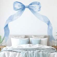 Midoo 59 X 45 Inch Large Pink Bow Wall Stickers Peel And Stick Coquette Girl Room Decor Large Watercolor Bow Stickers Preppy Waterproof Vinyl Decals Wall Decor For Girl Room Nursery Kindergarten - 淡藍色 - 查看 1