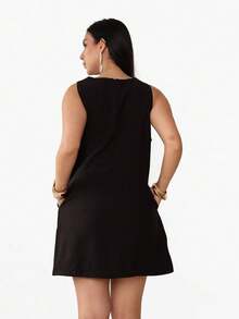 Vestido Midi Marrante Bolso Ziper Alta Costura Blogueira Tendencia QUEIMA DE ESTOQUE - Preto - Visão 4