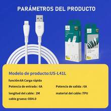 L41 Cable Lightning 6A 2M Blanco USB 3.0 - Negro - Ver 3