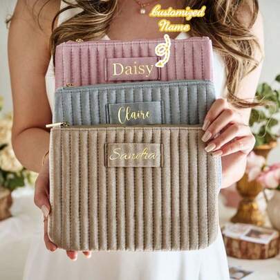 Anpassad makeupväska för resor, brudtärnepresent, födelsedagspresent, present till henne, brudtärnefrieri, arabisk present, sammetsmakeupväska