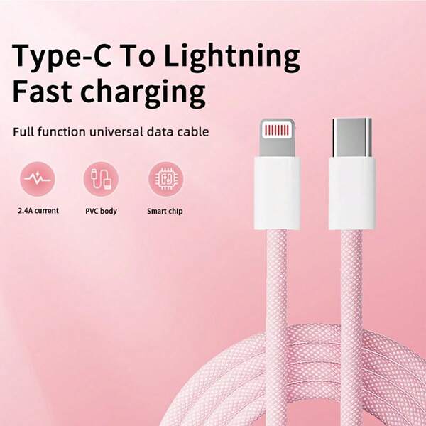 Cabo de dados trançado de nylon tipo C para Lightning, 1 peça/4 peças, 20 W, 3,3 pés/100 cm, compatível com iPhone 14, 13, 12, 11 Pro Max, XR, XS, X, 8, 7, 6 Plus, SE/iPad, cabo de carregamento de alta velocidade com certificação MFi, compatível com iPhone 14 Pro Max, 14 Pro, 14 Plus, 13 Pro Max, 13 Pro, 13, 12 Pro, 12, 11, XS, XR, 8 Plus, 8, 7, 6, 5, SE, para carregador de iPad