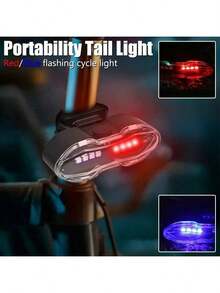 1 件强力自行车灯，USB 可充电自行车前灯带夹子，二合一自行车骑行手电筒，高亮度，自行车尾灯，红蓝闪烁，警告，自卫，适合骑行，照明，探照灯