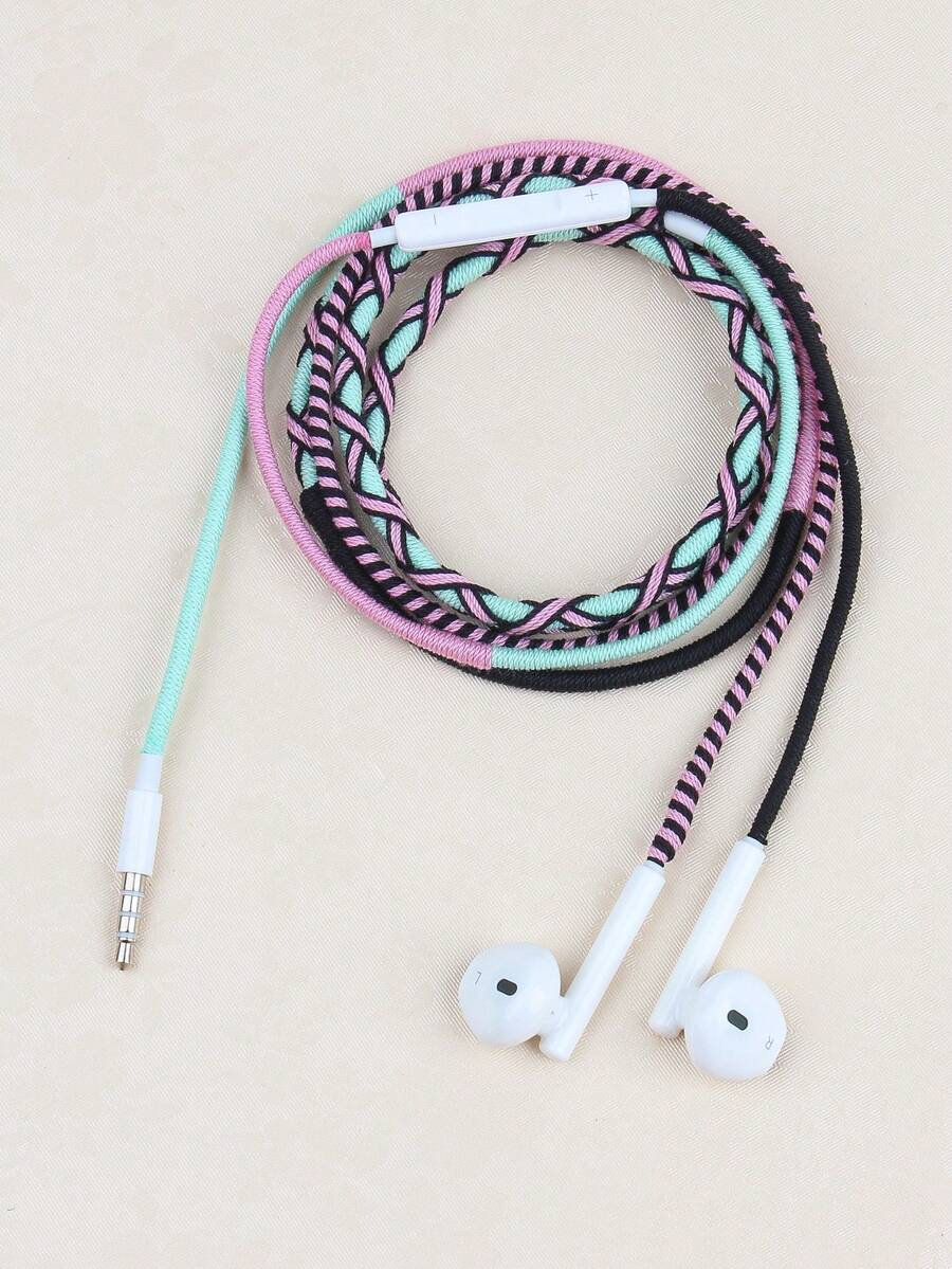 1 pieza Auriculares intraurales trenzados hechos a mano - Rosa - Ver 1