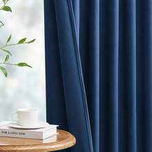2 Panel Vintage Velvet Curtains, Back Tab Curtains For Living Room, Bedroom And Dining Room, Soft Drape With Good Home Decoration Curtains - Màu xanh hải quân - Xem 4