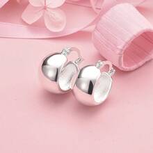 925 Sterling Silver Plated Needle Earrings For Women's Wedding Fashion High Quality Jewelry Smooth Cute Stud