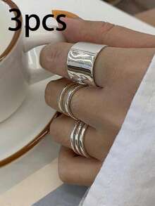 Juego de 13 piezas/3 piezas de anillos de declaración gruesos con diseño geométrico asimétrico elegante y minimalista, adecuado para vacaciones, fiestas, citas, regalos y uso diario