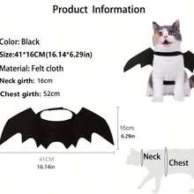 Adjustable Black Cat Batwing Costume, Cat/Dog Halloween Dress, Soft Polyester Halloween Pet Accessories For Cats And Small Dogs, Perfect For Role-Playing And Dress-Up Fun Halloween Halloween Costumes - Multicolor - View 4