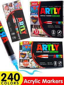 240/192/120/84/72/60/48/36/24/12 Farben Acrylstifte, Markerset, langanhaltend, lichtbeständig, perfekt für Künstlermalerei, Illustrationen, handgefertigte Kunst, Schule Schulanfang für Malbücher und andere DIY-Projekte, geeignet für Papier, Stoff, Holz, Steine, Plastik, Glas, Keramik, Kürbisse usw., Acrylfarb-Markerstifte für Studenten und Erwachsene, Geschenke zu Thanksgiving, Halloween, Weihnachten