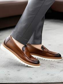 GuGi Men's Casual Social Comfortable Loafer Moccasin With Non-Slip Tractor Sole 5400-GG - 駝色 - 查看 10