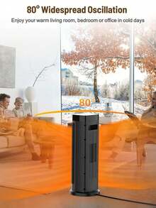 Indoor Heater, Portable Heater, 2000W PTC Electric Heater, 3 Mode Settings, 9-Hour Timer, 80° Oscillation, Automatic Shutdown When Tipped Over, Overheat Protection, Suitable For Offices, Rooms, Garages, Personal Table Heater - 查看 9