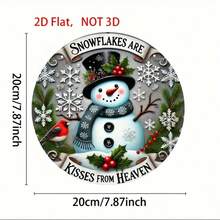 Panneau en bois décoratif de couronne de bonhomme de neige de Noël charmant - Décoration 2D polyvalente et ronde, convient pour la maison, le bureau et les célébrations de fêtes