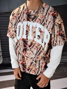 男士印花圆领长袖T恤，秋季 - 彩色 - 查看 2