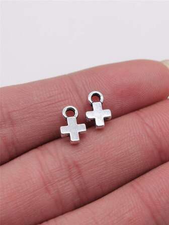 40 件 7x10 毫米（0.28x0.39 英寸）小十字架吊坠适用于 DIY 珠宝制作项链钥匙扣手机链手链制作配件手工工艺品制作配件