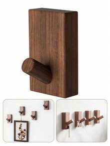 1/2/4/6 pièces Crochet de manteau simple et unicolore en bois naturel, crochet de manteau mural en noyer, crochet décoratif pour porte pour la buanderie, la boutique, le café-bar