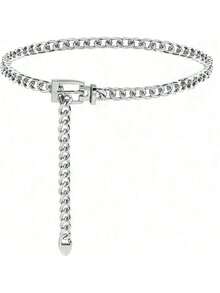 Cadena de cintura casual para mujeres, accesorio de estilo punk unisex para baile callejero, cinturón de cintura minimalista, aleación de aluminio, adecuado para todas las estaciones