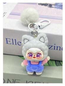 可爱卡通动物背包挂件 - 树脂材质，天鹅绒DIY手机挂饰，毛茸茸的耳朵和生动的表情，粉色和多种颜色可选，耐用树脂材质，适用于背包、钥匙，是送给女性和青少年的礼物（生日、情人节） - 单个挂件，背包装饰，趣味设计，迷人吊坠，装饰钥匙扣，青少年配饰，温馨礼物，可爱爱好者，包包挂饰，可伸缩挂绳，可爱粉丝