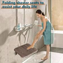 Folding Wall Mounted Shoe Changing Stool, Shoe Wearing Stool Entering Door Stool, High-End Entrance Hall Entrance Foyer Chair, Invisible Household Folding Stool, Bathroom Folding Stool (Grey)