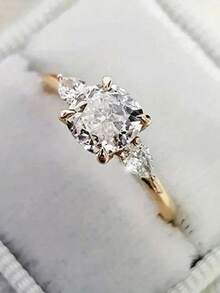 1 PC Gorgeous Cubic Zirconia Ring For Women For Wedding Engagement Anniversary Party Band Jewelry Valentine's Day Gift Valentines - 黃金 - 查看 6