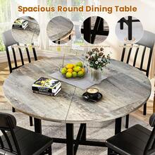 Juego de mesa y sillas para la cocina, compuesto por 5 piezas; juego de mesa de comedor para 4 personas; juego de mesa de comedor con forma redondeada y cuatro sillas, con tablero de madera; juego de mesa de comedor con respaldo, ideal para espacios pequeños, comedor o sala de estar. - Gris - Ver 6