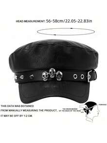 1pc Women's Halloween Fashionable Skull Newsboy Cap, Unisex, Adjustable, Suitable For Halloween Wear (The Hat May Have An Odor, Which Can Be Eliminated By Placing It In A Ventilated Area)
