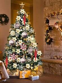 40pcs Christmas Ball Ornament Set - Colorful Balls And Snowflakes For Christmas Tree Decoration, Ideal For Holiday Home And Storefront Display