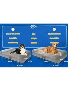 Orthopedic Dog Beds For Extra Large Dog, Waterproof Memory Foam XL Pet Bed With Sides, Non-Slip And Egg-Crate Foam Big Dog Couch Bed With Washable Removable Cover, Grey - 灰色 - 查看 3