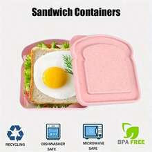 1pc/2pcs Sandwich Box,Bento Box, Sandwich Container, Lunch Box Plastic Toast Shaped Food Storage Sandwich Box With Lid, Reusable, Microwave And Dishwasher , Suitable For Family Or Adults, Kitchen Supplies
