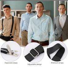 YYC Mozeat Lens Mens Shirt Stays Adjustable Shirt Stays For MenElastic Shirt Garter Adjustable Elastic Garter Straps Sock Nonslip Clamps - As Pic - View 6