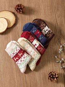 4 pares de calcetines de media caña de mujer con renos vintage para Navidad, cálidos y acogedores para otoño e invierno, carnaval navideño. Envío aleatorio, sin caja de regalo. 2/4/8/10/20 piezas (1 pieza = 1 calcetín, 2 piezas = 1 pieza)