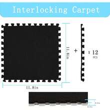 Alfombra entrelazada de espuma EVA suave, esponjosa, alfombra protectora para piso, tapete de ejercicio para niños, habitación de los niños, sala de casa, recámara, 12 piezas, color negro - gris - Ver 10