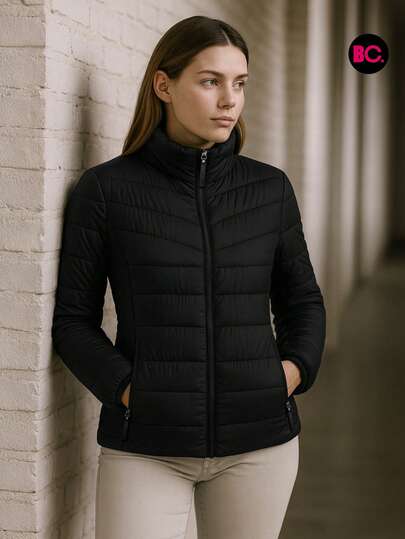 Big City Chamarra Capitonada  Moda Dama Moderna Forro Peluche Moderna