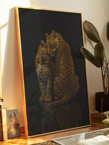 1pc Unframed Leopard Print Wall Decor With Martini Glass - Gorgeous Cheetah Print For Living Room, Girly Wall Decor, Gift For Women, Wanddeko Affiche Style Poster