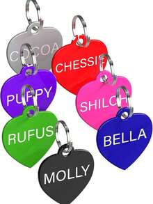 Personalized Custom Pet Anti-Lost Engraved ID Tag + High Elasticity Adjustable Collar, Pet Accessories, Personalized Custom Pet Heart-Shaped Ornament, Suitable For Small And Medium Cats And Dogs - Multicolor - View 8