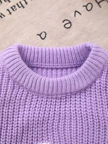 Infant Girls' Cute & Sweet Pigeon Embroidery Crew Neck Knit Sweater