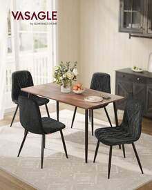 VASAGLE Dining Chairs, Set Of 4 Dining Room Chairs, Metal Frame, Adjustable Feet, Easy To Clean, Glacier-Textured Synthetic Leather, For Kitchen, Ink Black UKDC188B01 - Black - View 7