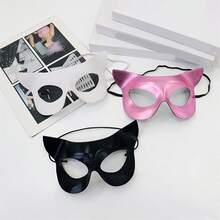 Halloween Cat Half Face Covering Creative Animal Theme Cosplay Prop Facewear For Costume Parties Masquerade Events