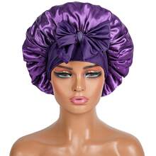 Women's Bonnet: Solid Color Adjustable Tie Style, Fashionable Silky Satin Cap For Casual Hair Protection And Non-Slip Sleep Wear
