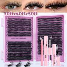 640pcs Cluster False Eyelashes, Thick Curly Eyelash Extension Kit, D-Curl, 8-16mm Mixed Length, DIY Eyelash Extension Set, DIY Lower Lash Extension Tutorial, Fluffy Soft Individual Lashes, Create Voluminous Natural Y2K Butterfly Makeup Effect, Easy DIY Long-Lasting Eyelash Glue, DIY Remover, DIY Eyelash Tweezers (20D+30D+40D+50D Lower Lashes) - Black - View 8
