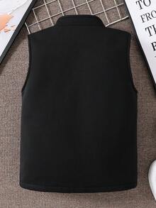 1 件男童休闲户外舒适黑色保暖内衬夹克，秋冬 - 黑色 - 查看 2