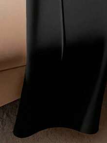 大码女式时尚宽松修身优雅简约风格裤子 - 黑色 - 查看 4