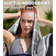 2 Packs Turkish Beach Towels Quick Dry Sand Free Soft Absorbent Adult Oversized Bath Pool Swim Towel Lightweight Thin Fast Drying Over The Lounge Chair Towel Sand Repellent Anti Vacation Essentials - 薄型套裝綠松石貂皮色272x36英寸 - 查看 7