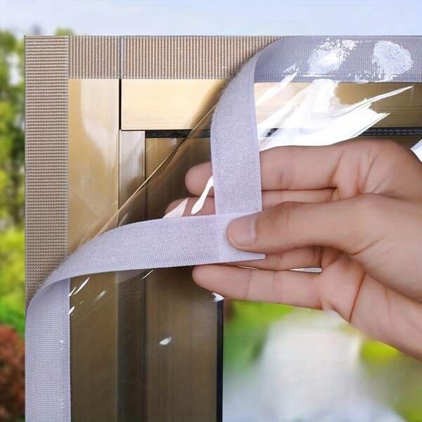 1 قطعة من غشاء عزل النوافذ للشتاء سهل التركيب - مضاد للتسرب ومضاد للرياح وعازل حراري، مناسب لجميع أنواع النوافذ، ورقة بلاستيكية شفافة