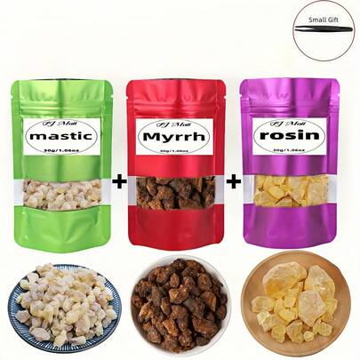 90g Premium Frankincense, Copal & Myrrh Resin Blend, Natural Plant Aroma, Feather-Free, Suitable For Air Purification, Yoga, Meditation