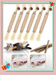 6pcs Cat Chew Stick - Cat Toys, Self-Entertaining Anti-Boredom Chewable, Cat Ball, Teaser Wand, Cat Chew Stick, Cat Teething Stick, Cat Chew Rope, Sticks For Cats, Cat Chew, Dental Chews For Cats, Cat Chew Toy, Kitten Teething Toys. - Multicolor - View 3